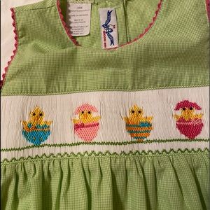 Silly Goose,lime green smocked romper,24 mo.